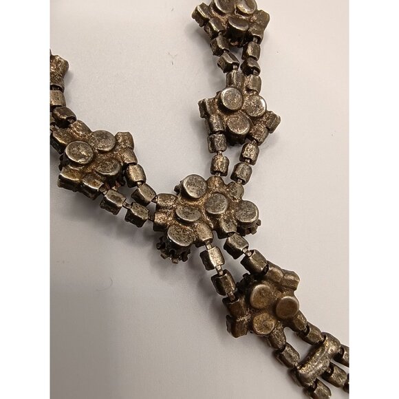 Vintage Sapphire Blue Clear Rhinestone Paste Choker Necklace Statement Cocktail - Picture 11 of 15